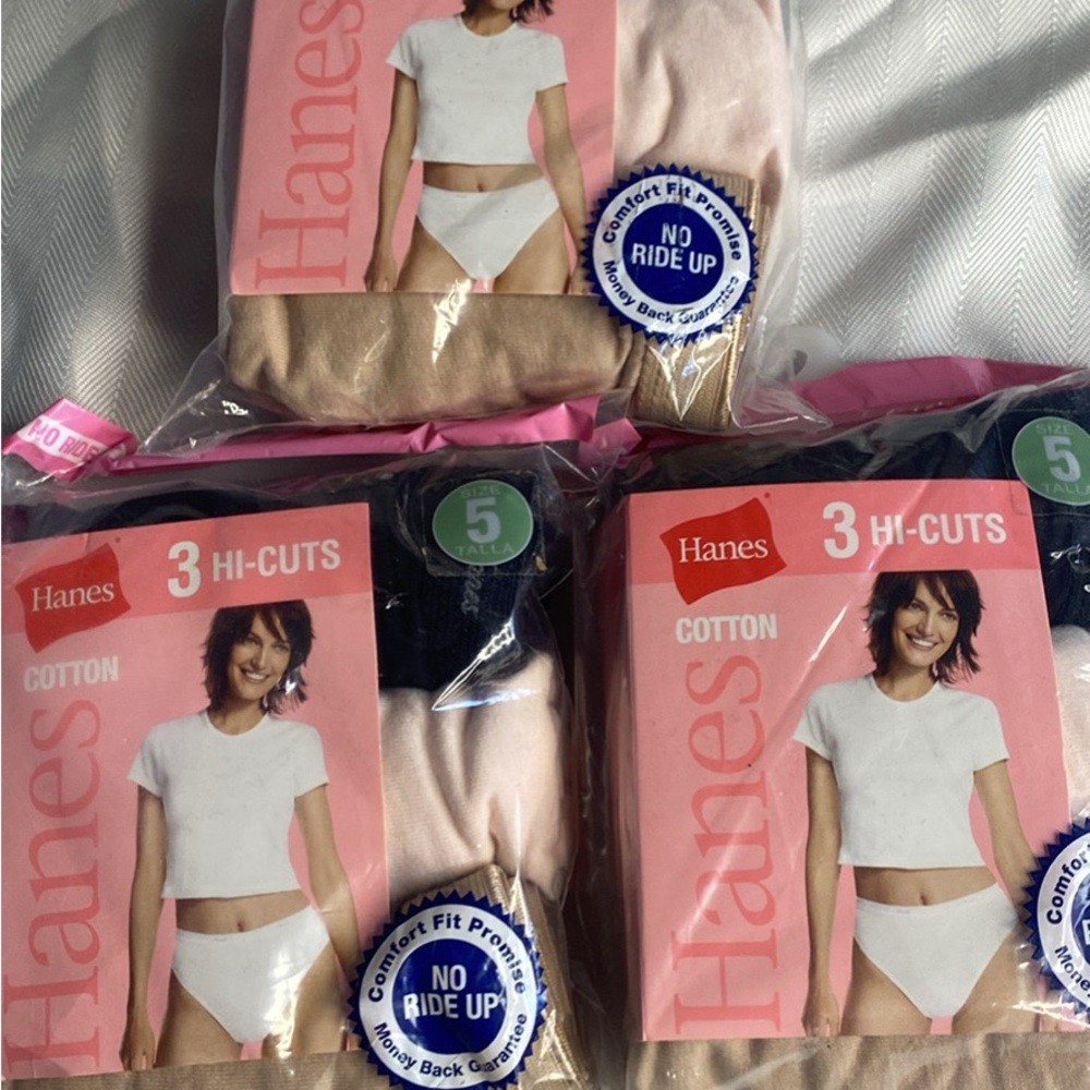 Hanes Cotton Hi-Cut Underwear - Black and Pink
